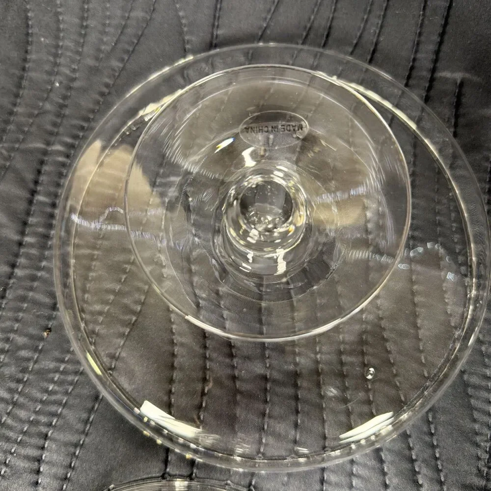 Set of 3 Clear Glass Pedestal Cake Stands w/ Domed Lids Cloches 8